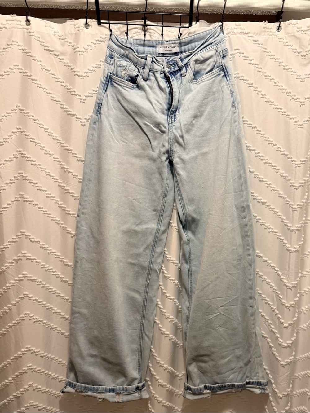 Flying Monkey Light Wash Wide Leg Jeans - Light Blue